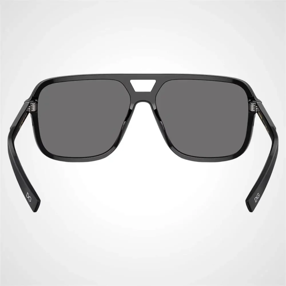 New Dolce & Gabbana Sunglasses Polarized Black Aviator Pilot Silver Metal